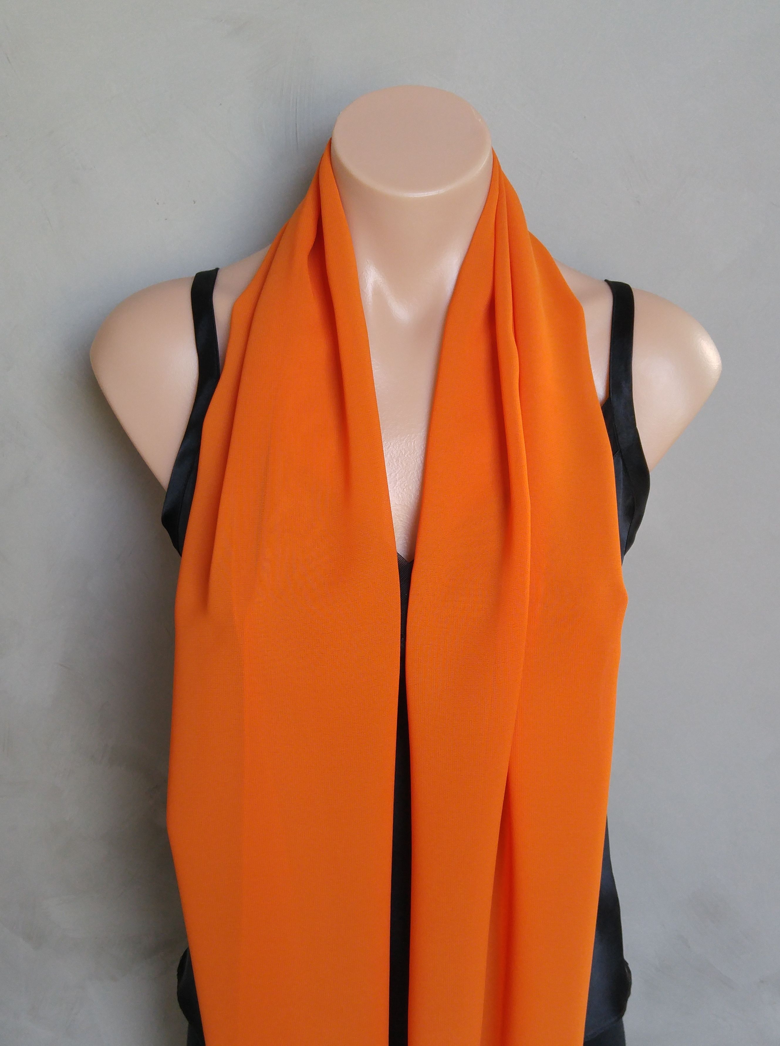 Buy Custom Made Orange Chiffon Scarf, made to order from All Seasons Boutique
