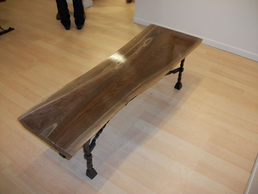 Custom Made Hand Forged Steel And Walnut Bench\Coffee Table