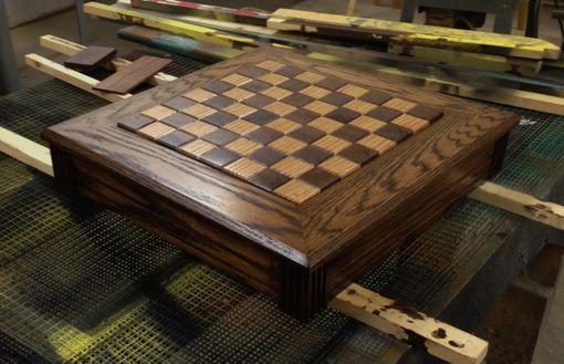 Custom Made Walnut/ Oak Heirloom Chessboard With Drawer Storage
