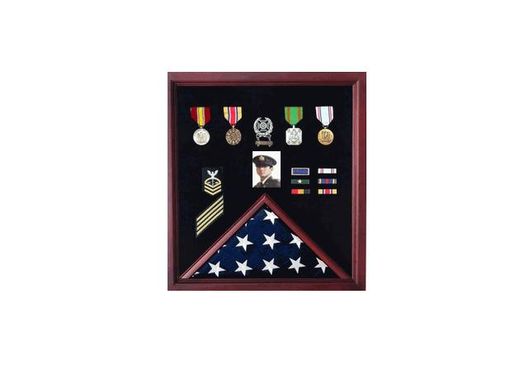 Custom Made Flag And Photo Display Case,Photo And Medal Display Case