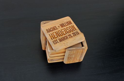 Custom Made Custom Bamboo Coasters, Custom Engraved Coasters --Cst-Bam-Rachel William Henderson