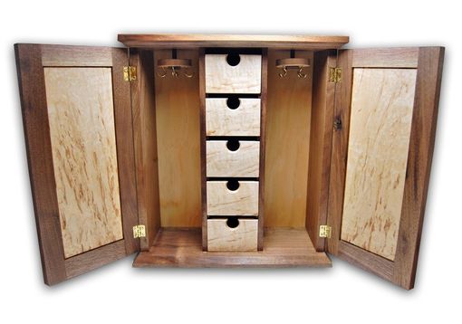 Custom Made Jewelry Chest/Armoire - Walnut And Figured Maple