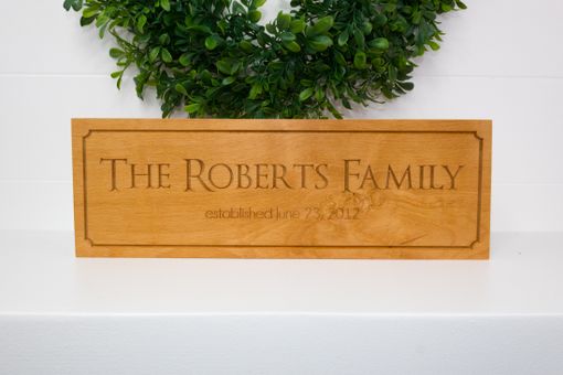 Custom Made Family Established Sign On Beech Wood