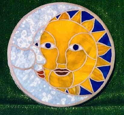 Custom Made Sun & Moon Mosaic Stepping Stone