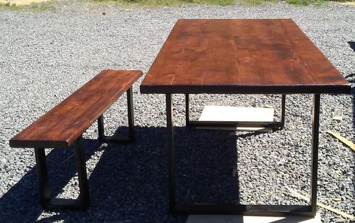 Custom Made Industrial Style Dining Table And Bench
