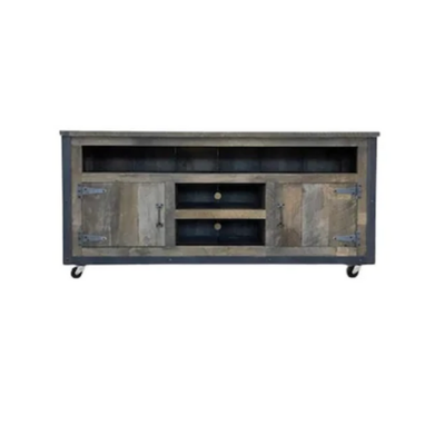 Custom Made Rustic Industrial Barn Board / Reclaimed Wood Media Stand / Tv / Entertainment Stand