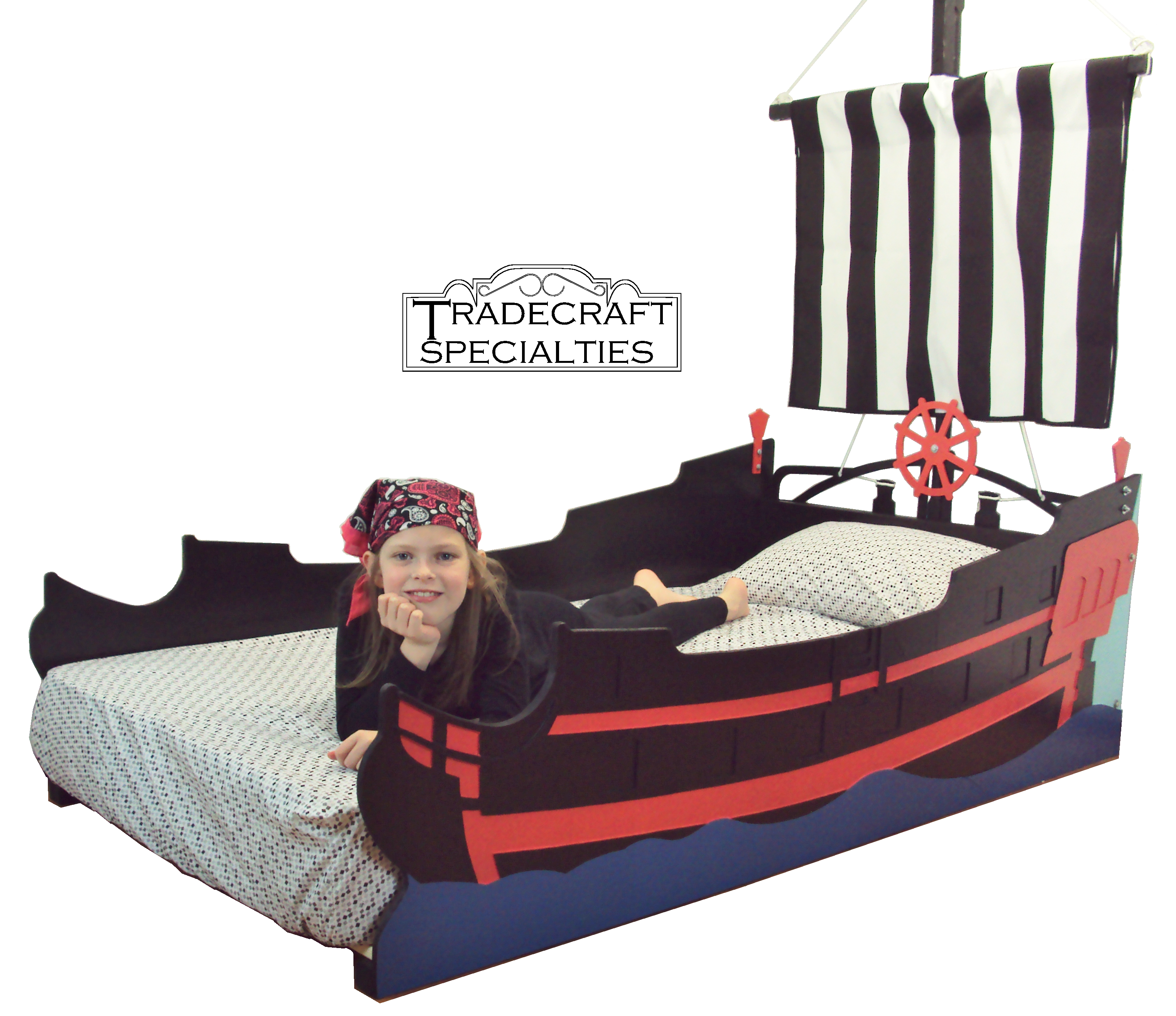 Hand Made Pirate Ship Twin Kids Bed, Spaceship Twin Bed