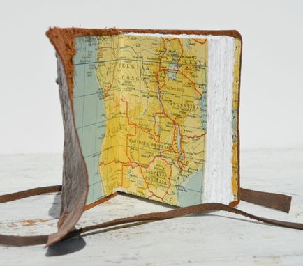 Custom Made Handmade Ostrich Hide Bound Journal African Safari Pocket Travel Diary Vintage Map Art Book