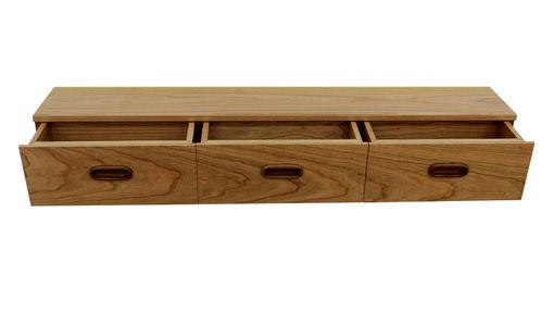 Custom Made 3 Drawer Floating Shelf | Solid Wood | Inset Teak Drawer Pulls