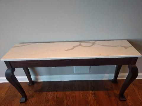 Custom Made Walnut Side Or Console Table With A Quartz Top