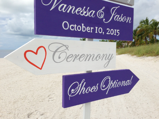 Custom Made Welcome Wedding Directional Sign, Beach Ceremony Silver Decorative Sign