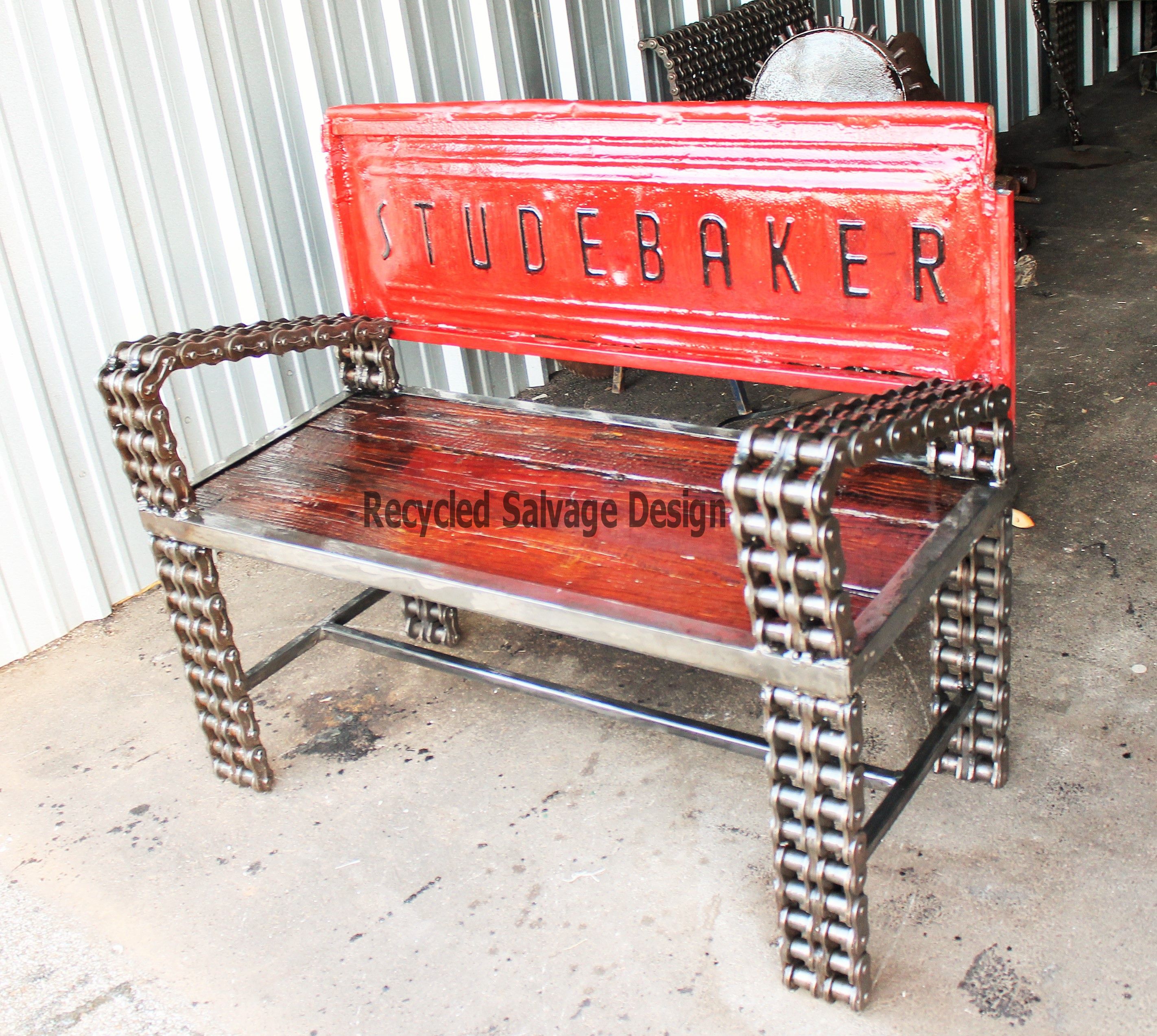 Wood Metal Furniture End Table - Raymond Guest Metal Art at