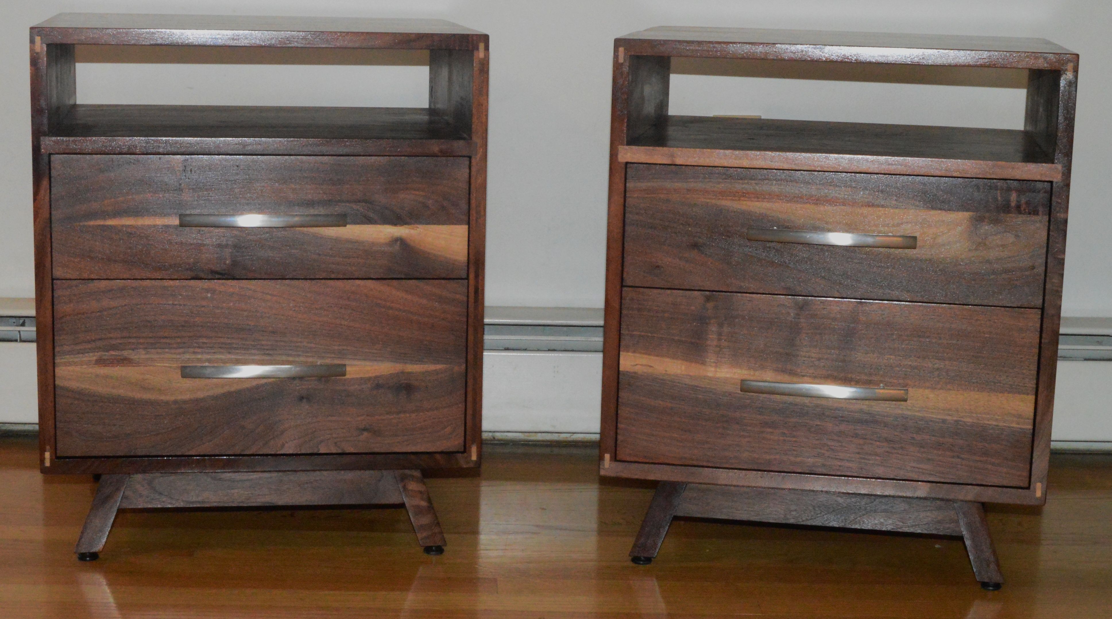 Buy Hand Made Solid Walnut Danish Modern Nightstand, made to order from