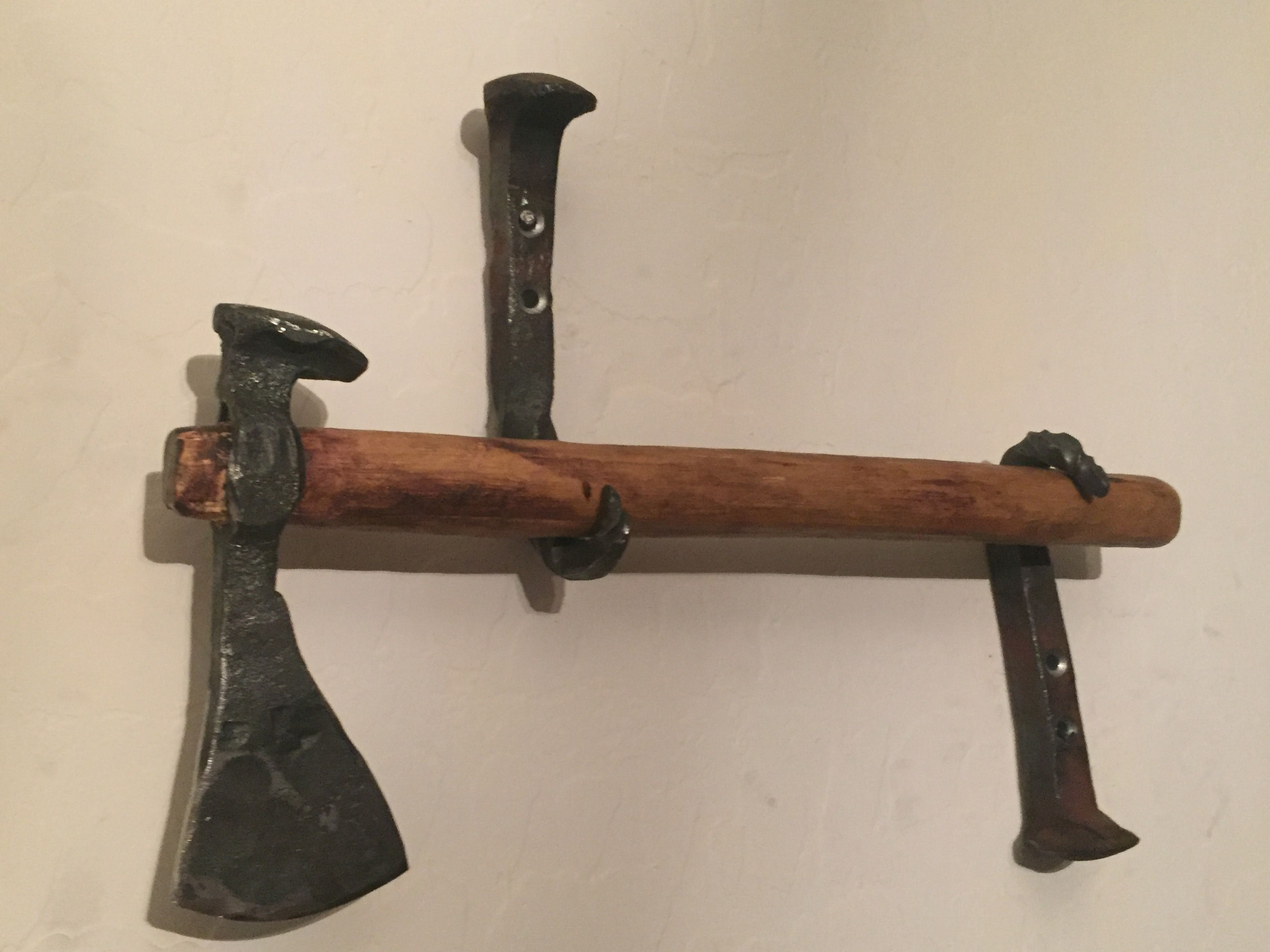 Hand Made Hand Axe With Wall Mounting by GregSmithing