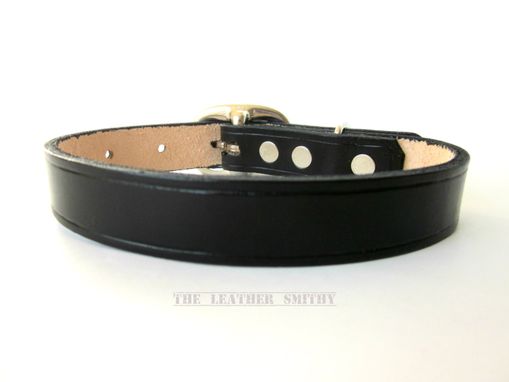 Custom Made Black Leather Dog Collar For Medium Dogs 3/4 Inch Wide