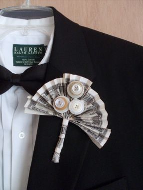 Custom Made Money With Buttons Wedding Boutonniere "We're In The Money"