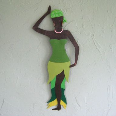 Custom Made African Art Sculpture Market Lady Recycled Metal Wall Decor