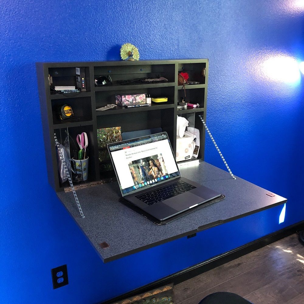 Hand Crafted Home Office Wall Mounted Desk by Harry's Cabin Furniture