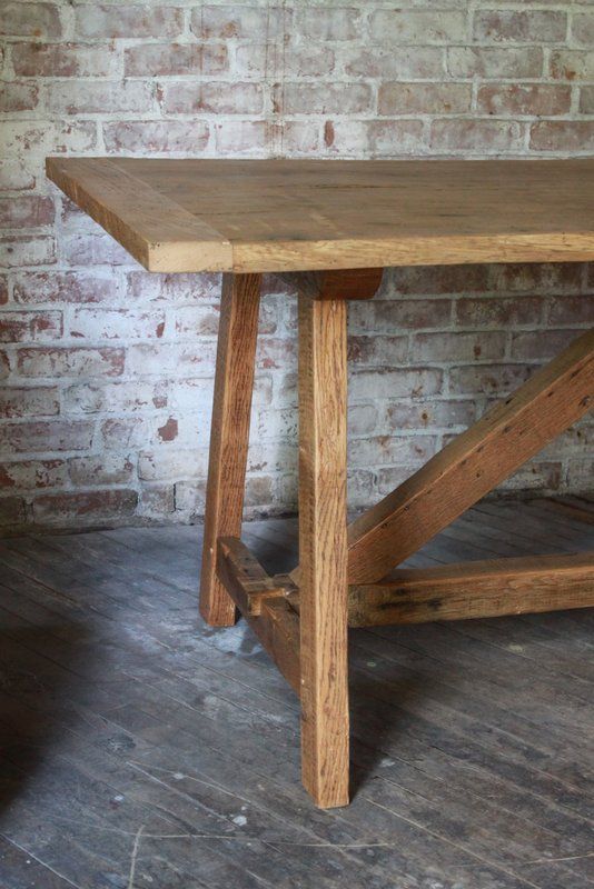 Custom Made Reclaimed Oak Harvest Table by Seana Bill Custom