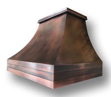 Custom Made #88 Copper Range Hood With Mottled Finish And Accents