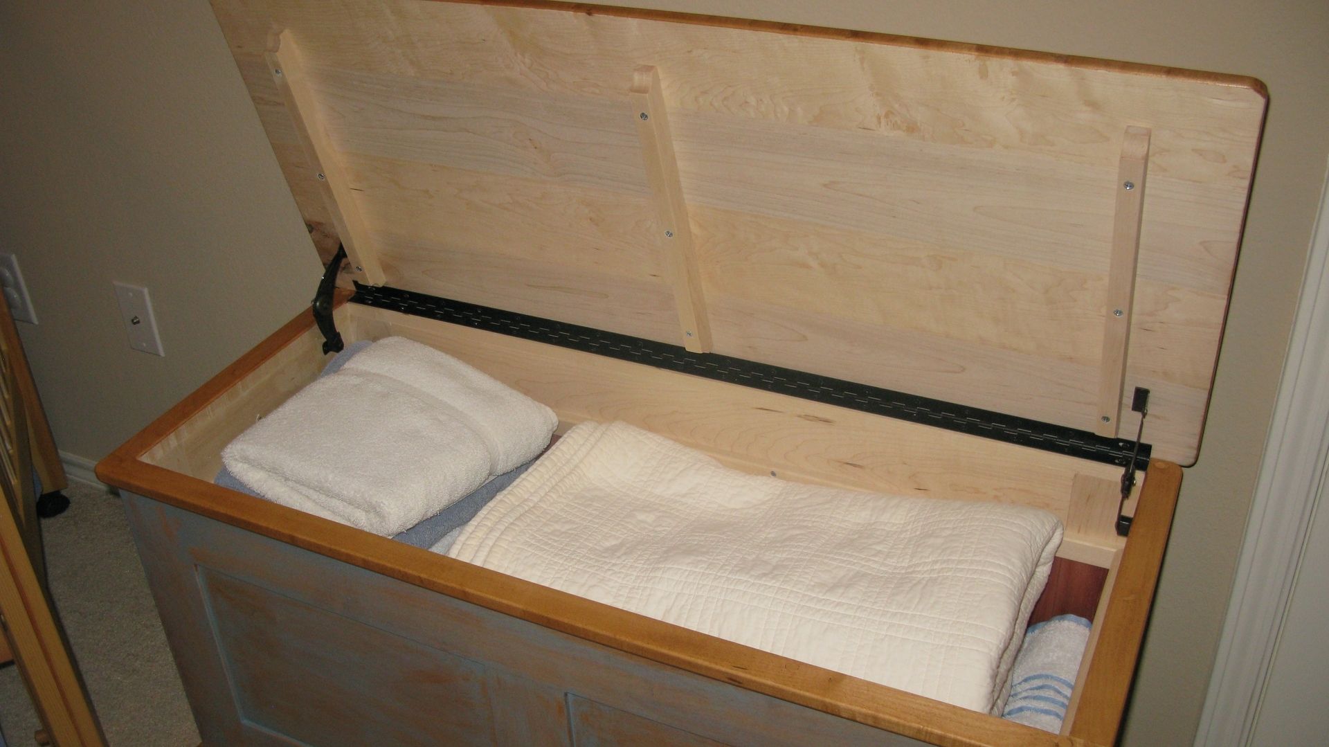 Hand Crafted Blanket Chest Maple Cedar Lined by Tom's Handcrafted Furniture