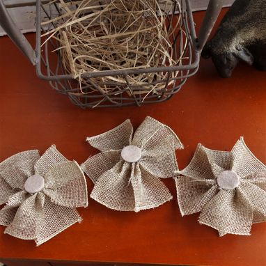 Custom Made Burlap Farmhouse Flower Accents Neutral Home Decor Diy Magnets