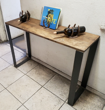 Custom Made Hand Crafted Steel & Wood Console Table