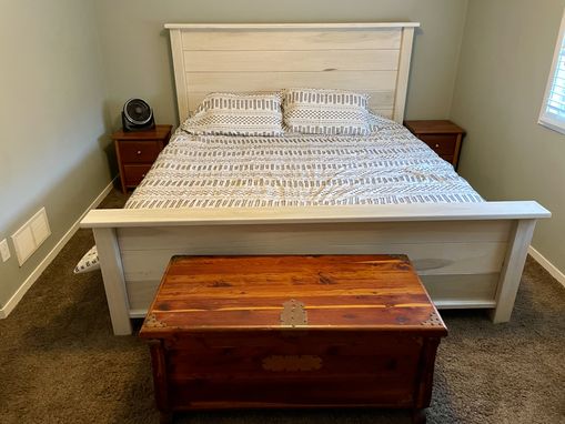 Custom Made "Whitewashed" King Size Platform Bed With Ship Lap Boards