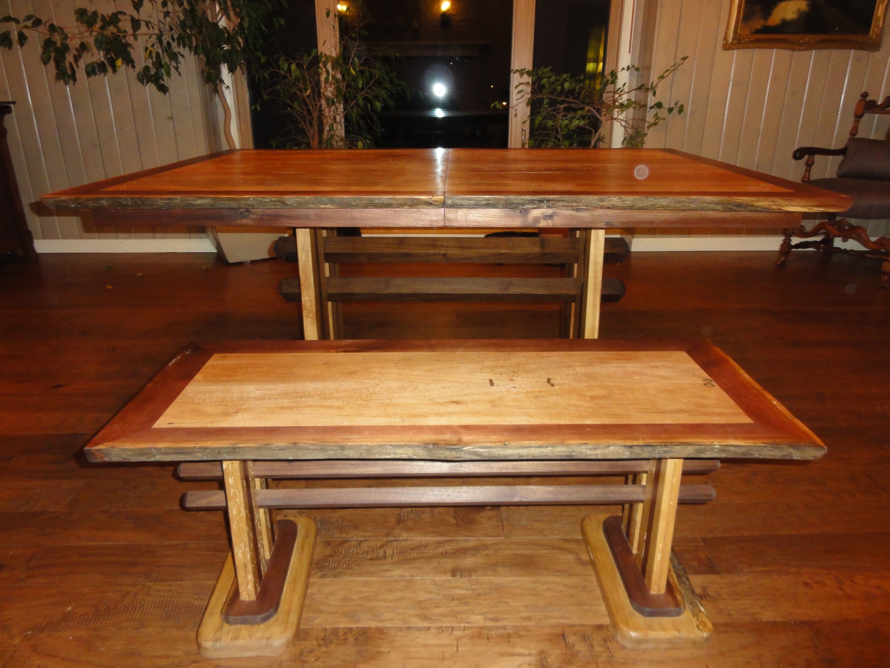 Hand Crafted Reclaimed Lumber Dining Table W/ Matching Bench by Powell