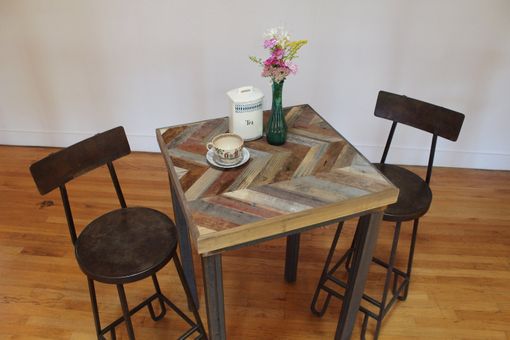 Custom Made Rustic Reclaimed & Sustainably Harvested Wood Pub Kitchen End Table "Arrowhead''