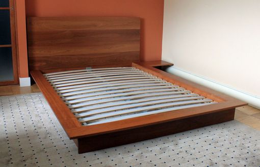 Custom Made Platform Bed With Integrated Night Stand - Solid Cherry