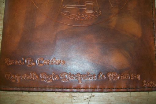 Custom Made Custom Leather Portfolio With Masonic Symbol And Personalization