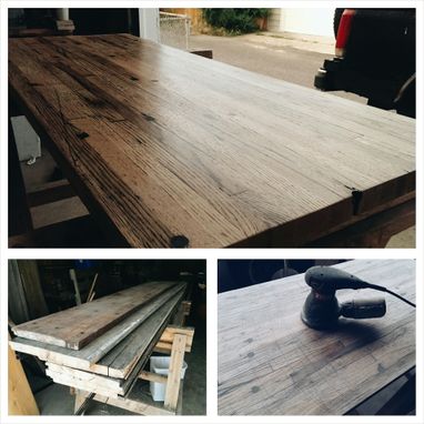 Custom Made Reclaimed Trailer Floor Wood & Steel Coffee Table