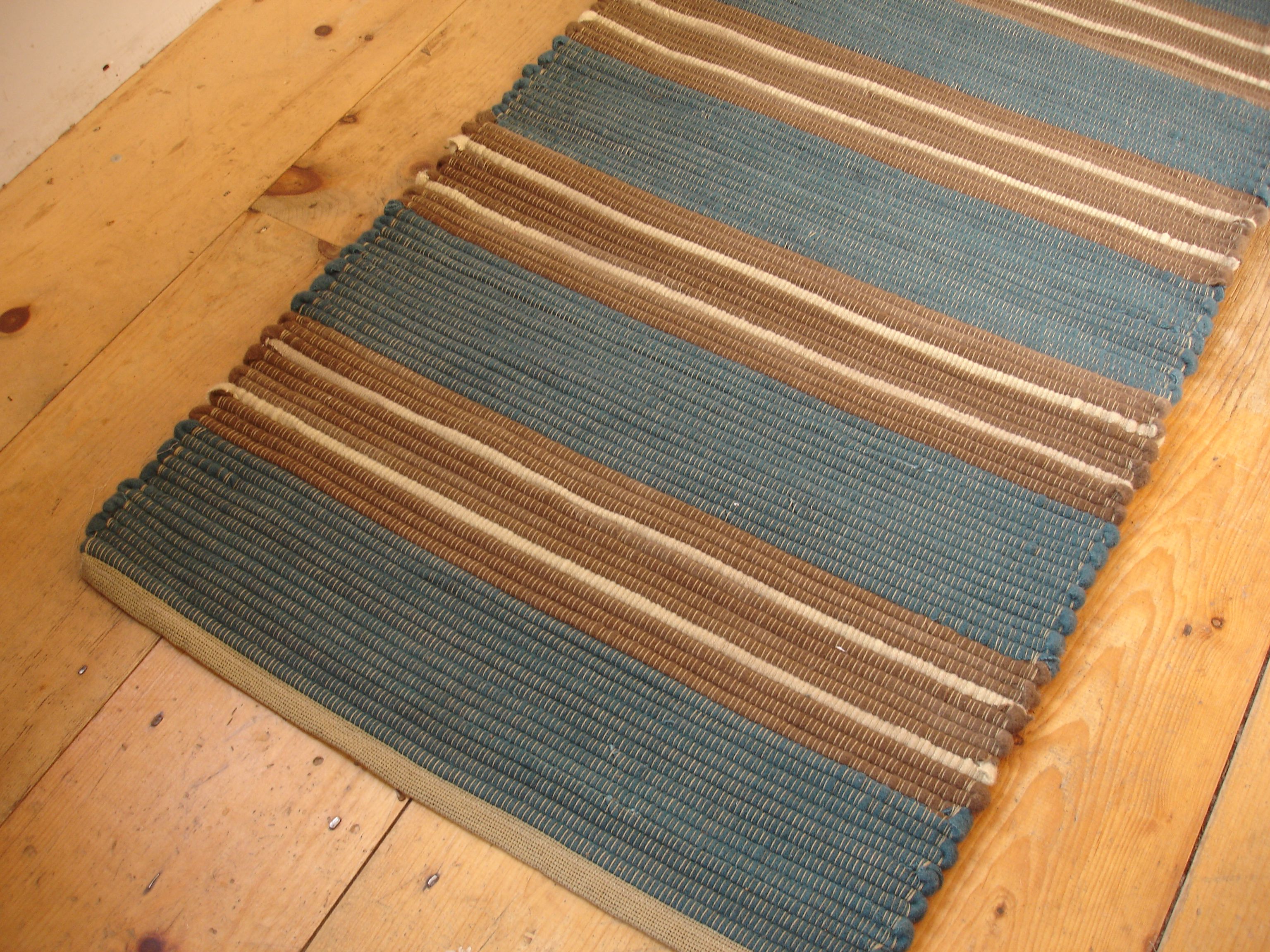 Buy Hand Crafted Earthy Brown Or Blue Brown Wool Rug 2 Ft X 4 Ft Hand