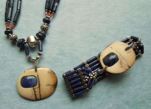 Custom Made Lapis Lazuli Mammoth Bracelet And Necklace