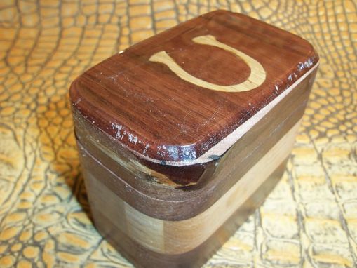 Custom Made Walnut Keepsake Box With Horse Shoe Inlay