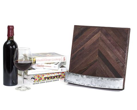 Custom Made Wine Barrel Cookbook Or Tablet Stand - Chevron - Made From Ca Wine Barrels