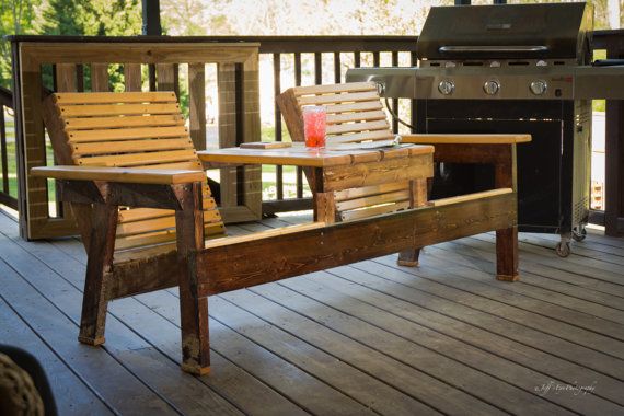 Buy a Custom Double Adirondack Chair With Center Table 