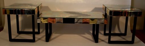 Custom Made 3-Pc Metal Overlay Table Set