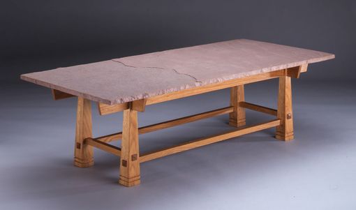 Custom Made White Oak Coffee Table With Sandstone Top