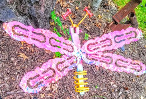 Custom Made Outdoor Garden Dragonfly Art Yard Stake Wall Art