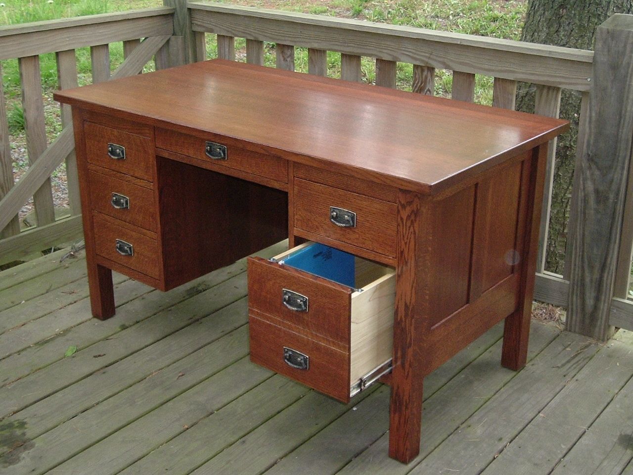 Custom Traditional Oak Home Office Desk by Ivy Lane Fine Furniture
