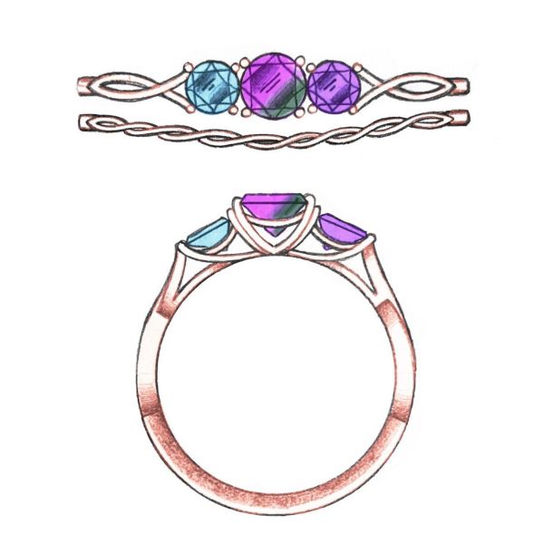 Sea-toned gems bring an aquatic touch to this mermaid inspired ring