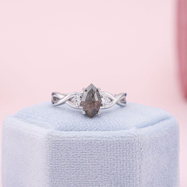 This salt and pepper diamond is more opaque with gray making up the majority of the stone.