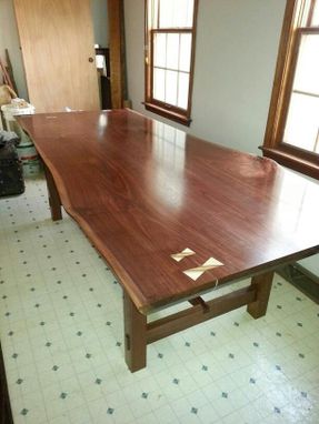 Custom Made Walnut Live Edge Trestle Dining Table