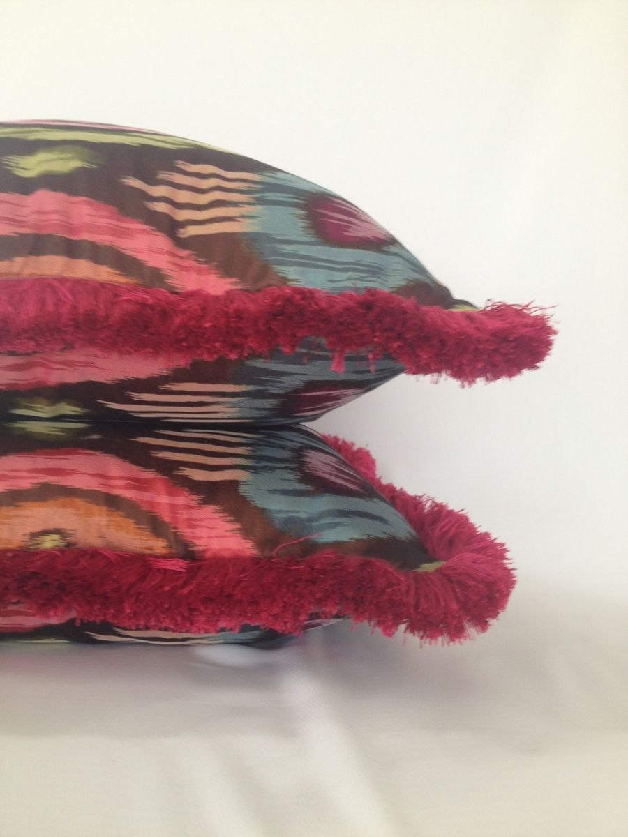 Custom Pink Circle Pattern Pillow Cover by Fenia's Workroom