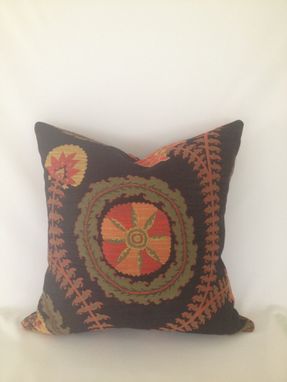 Custom Made Black And Red Brocade Floral Pillow Cover