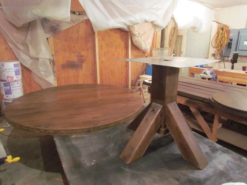 Custom Made White Oak 72" Round Dining Table With Lazy Susan