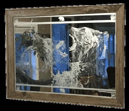 Custom Made Grizzly Bears Etched Mirror