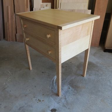 Custom Made Shaker Style Two Drawer Table In Maple